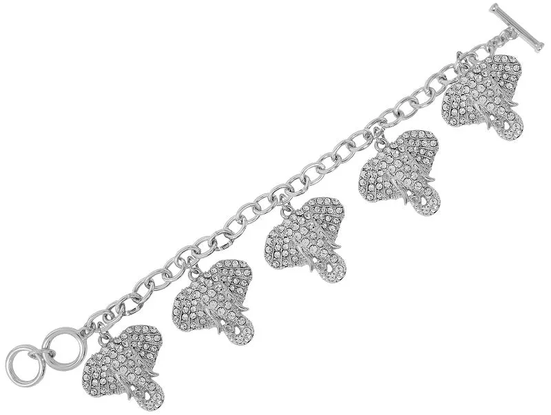 SILVER ELEPHANT CHARM BRACELET CLEAR STONES ( 00943 SCR ) sold by Oh My Jewelry