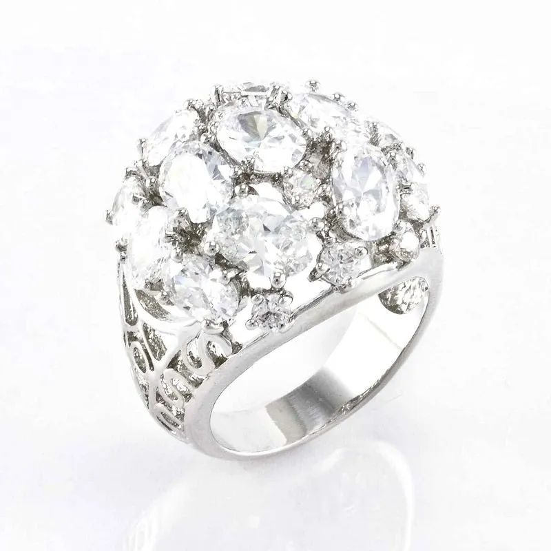 SILVER RING CLEAR CZ CUBIC ZIRCONIA STONES SIZE 8 ( 2495 SIZE 8 ) sold by Oh My Jewelry