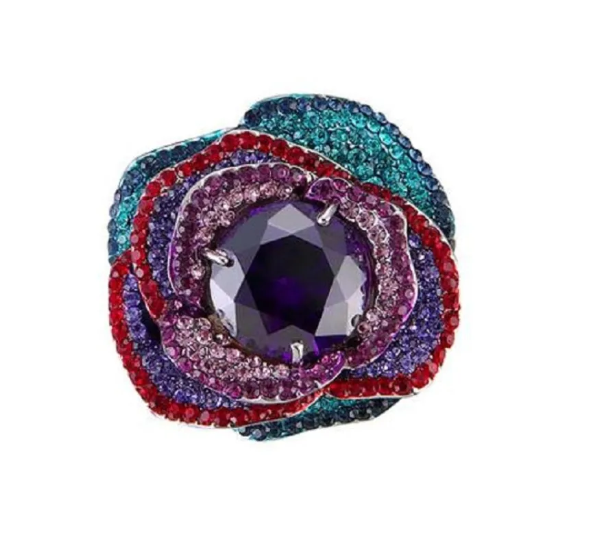 SILVER FLOWER RING MULTI COLOR STONES SIZE 9 ( 543 MULTI SIZE 9 ) sold by Oh My Jewelry