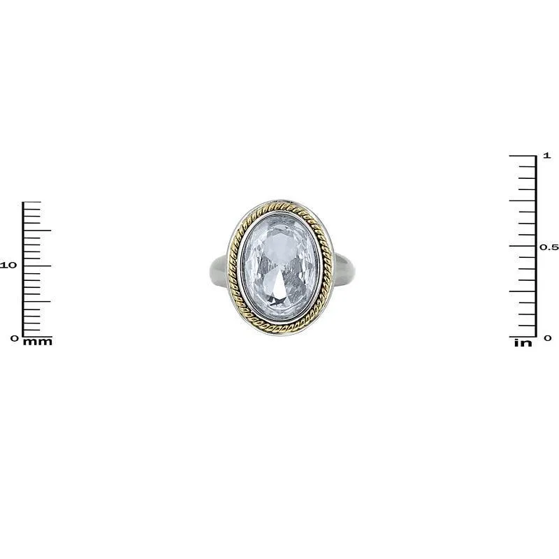SILVER GOLD RING CLEAR STONE SIZE 7 ( 3200 CL ) sold by Oh My Jewelry