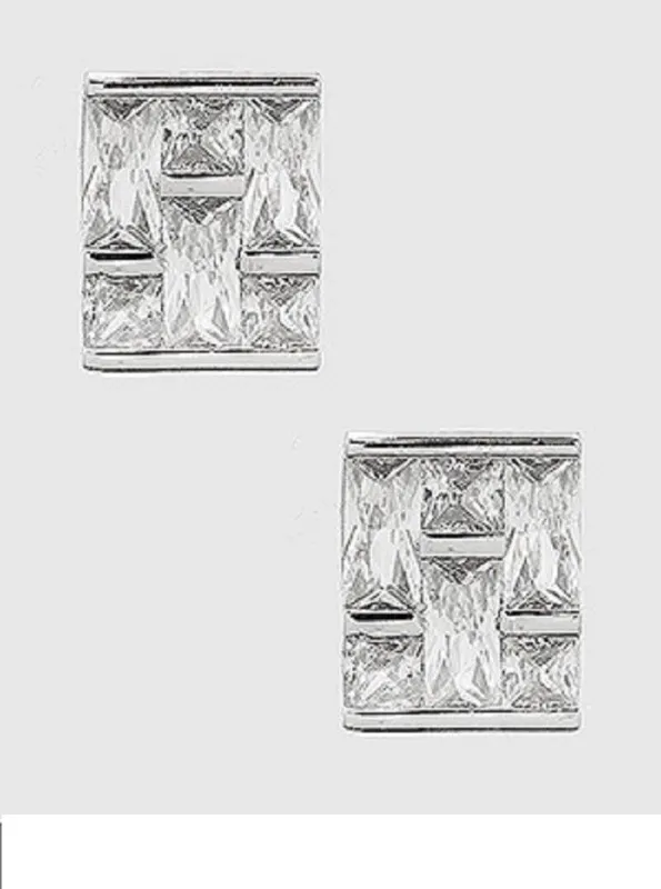 SILVER EARRINGS CLEAR CUBIC ZIRCONIA CZ ( 863 SCL ) sold by Oh My Jewelry