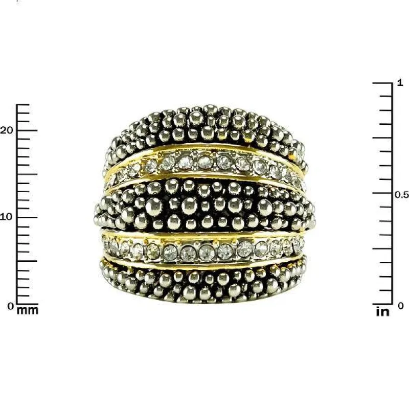 Size 7 Two Tone and Crystal Rhodium Plated Ring ( 1713 ) sold by Oh My Jewelry