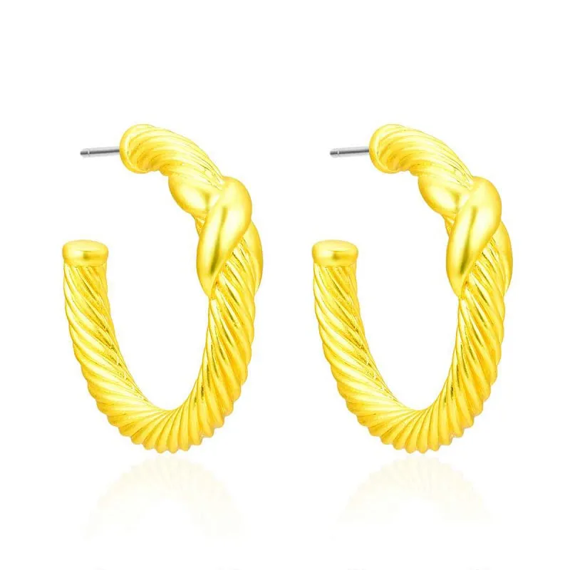MATTE YELLOW HOOP EARRINGS ( 1026 MYE ) sold by Oh My Jewelry