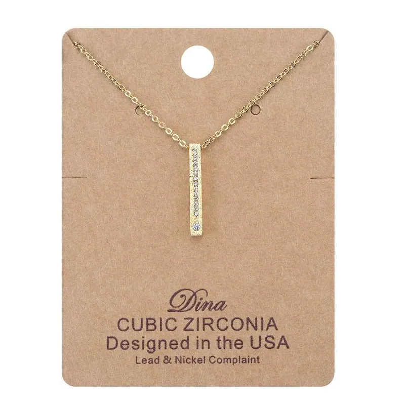 GOLD NECKLACE CLEAR CUBIC ZIRCONIA CZ STONES ( 376 GP ) sold by Oh My Jewelry