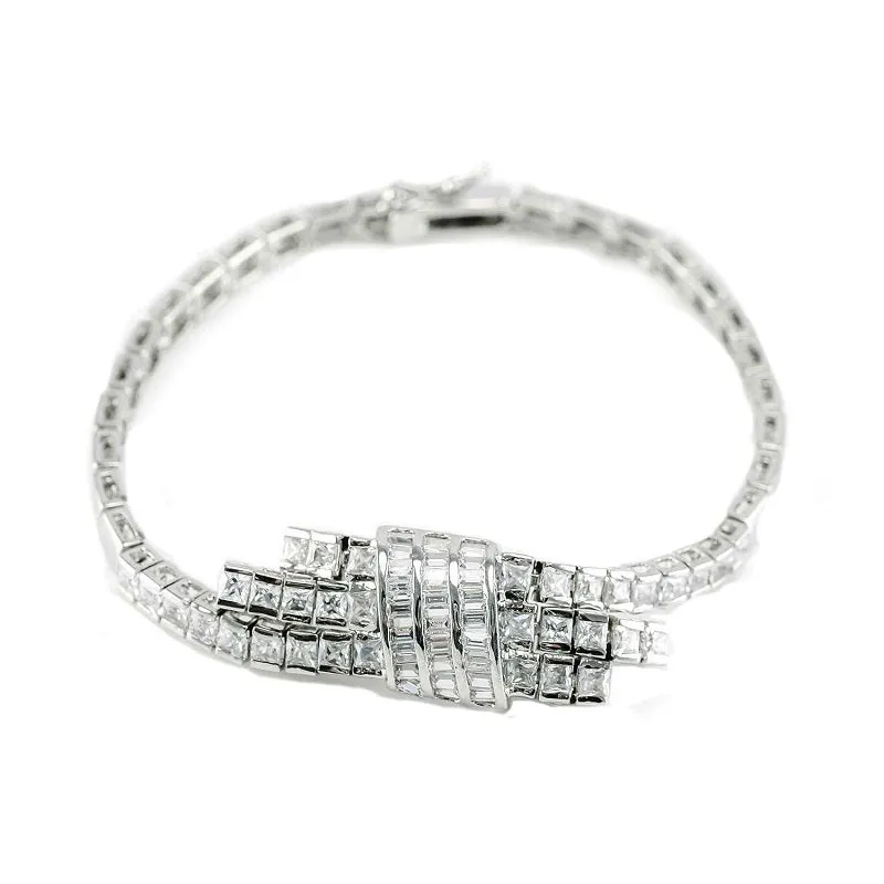 SILVER BRACELET CLEAR STONES ( B667 ) sold by Oh My Jewelry