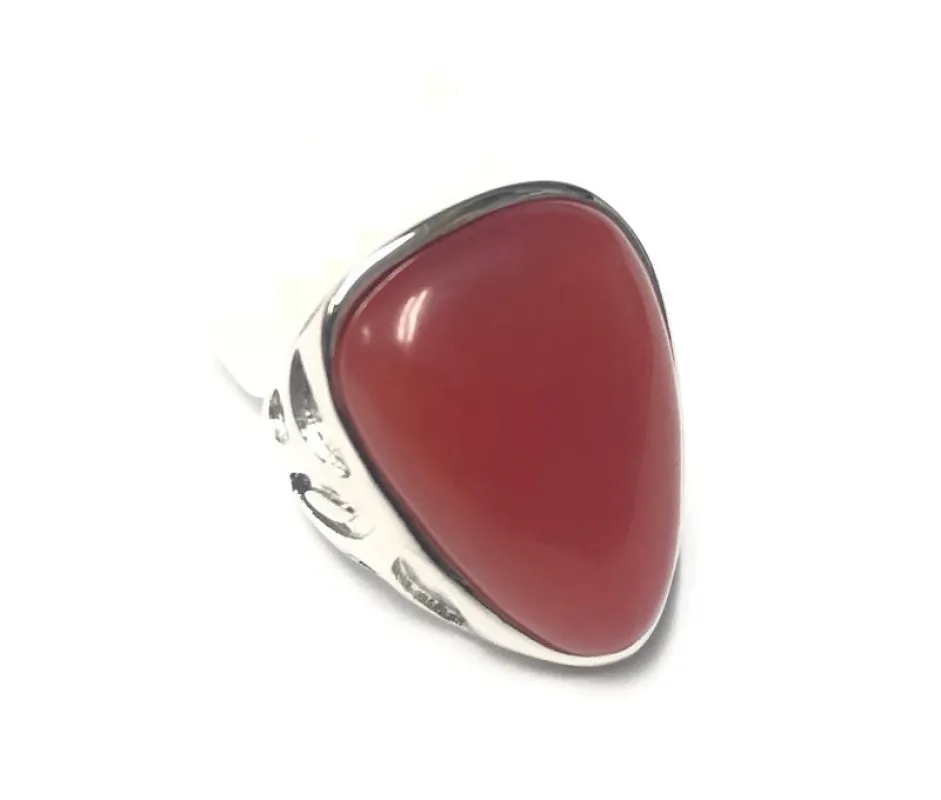 SILVER RING CORAL STONE SIZE 7 ( 608 SIZE 7 ) sold by Oh My Jewelry