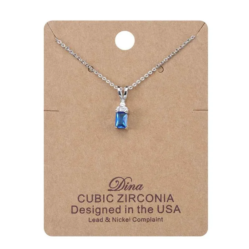 SILVER NECKLACE BLUE CZ CUBIC ZIRCONIA STONES ( 368 P BL ) sold by Oh My Jewelry