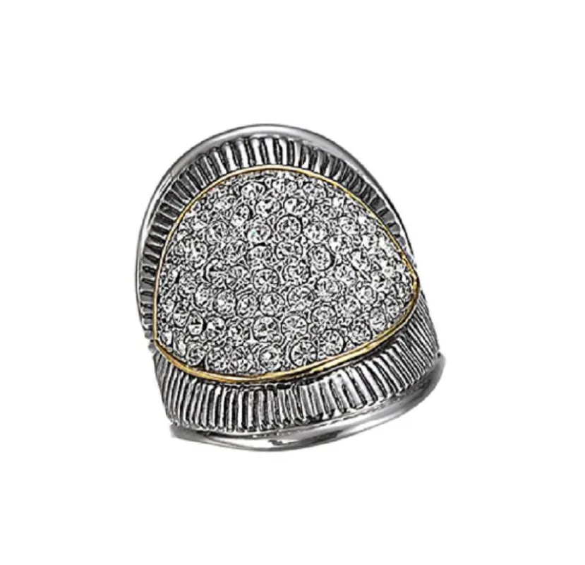 SILVER GOLD RING CLEAR STONES SIZE 7 ( 755 ) sold by Oh My Jewelry