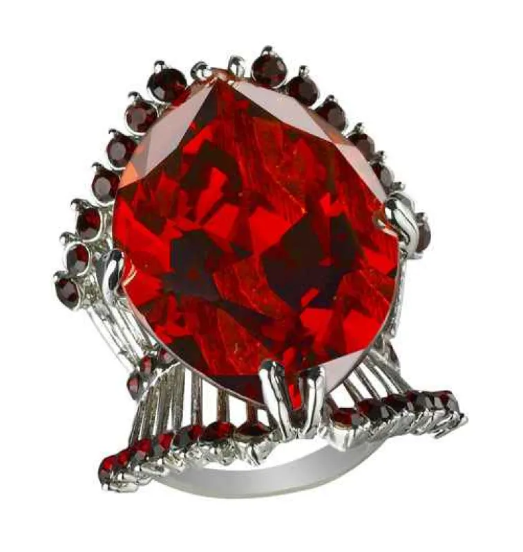SILVER RING RED STONE SIZE 7 ( 332 RED ) sold by Oh My Jewelry