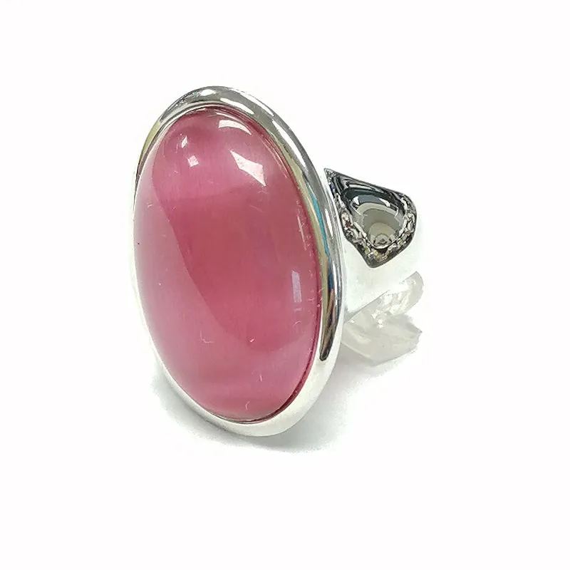 SILVER RING PINK STONE SIZE 9 ( 609 PK SIZE 9 ) made by Oh My Jewelry