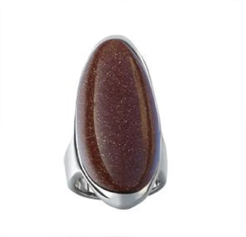 SILVER RING BROWN STONE SIZE 7 ( 602 BR SIZE 7 ) sold by Oh My Jewelry