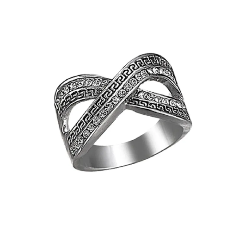 SILVER RING GREEK CLEAR STONES SIZE 7 ( 773 SIZE 7 ) sold by Oh My Jewelry