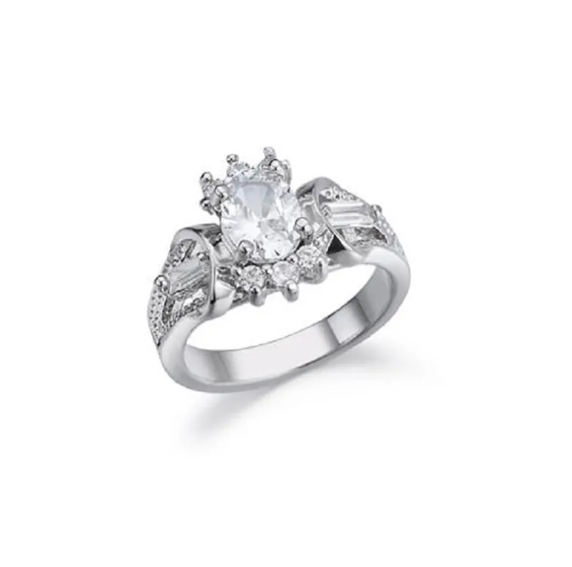 SILVER RING CLEAR STONES SIZE 9 ( 260 S ) sold by Oh My Jewelry