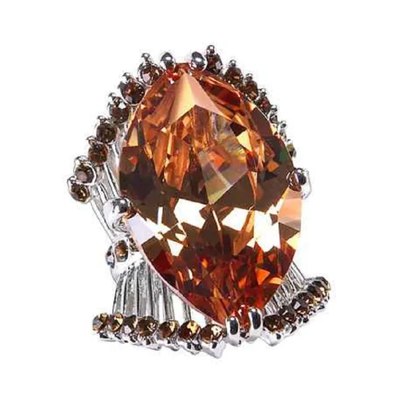 SILVER RING CHAMPAGNE STONE SIZE 10 ( 332 CHAMP ) sold by Oh My Jewelry