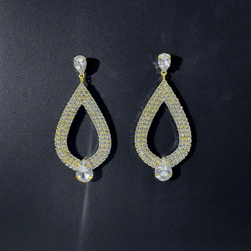 GOLD EARRINGS CLEAR STONES ( 0055 G ) sold by Oh My Jewelry