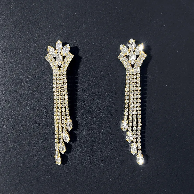 GOLD EARRINGS CLEAR STONES ( 0054 G ) sold by Oh My Jewelry