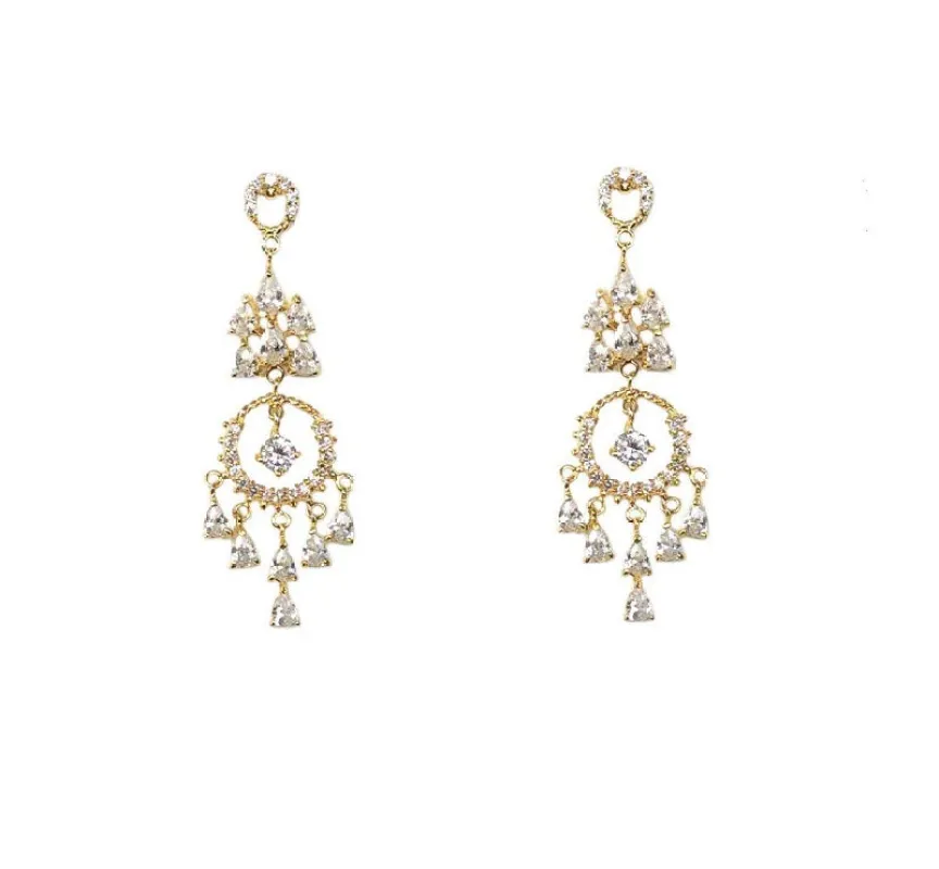 GOLD CZ EARRINGS CLEAR STONES ( 1735 GD ) sold by Oh My Jewelry