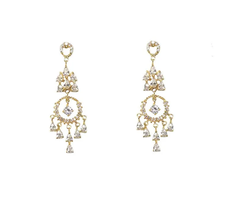 GOLD CZ EARRINGS CLEAR STONES ( 1735 GD ) sold by Oh My Jewelry