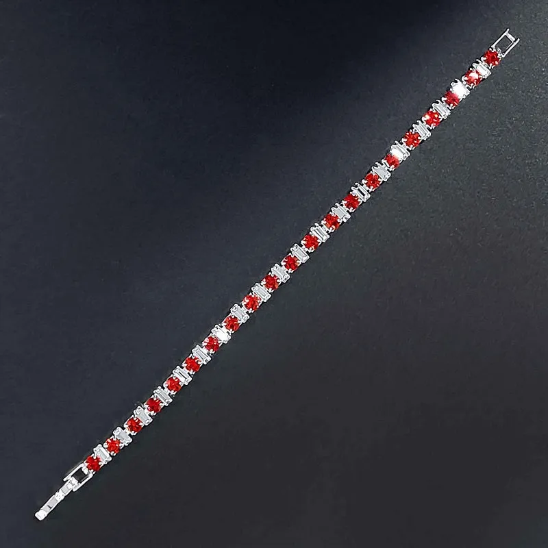 SILVER BRACELET RED CLEAR STONES ( 0010 SRD ) sold by Oh My Jewelry