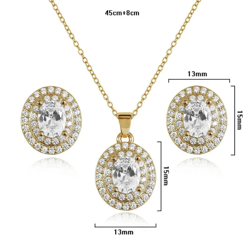 GOLD NECKLACE SET CLEAR CZ CUBIC ZIRCONIA STONES ( 2949 GD ) sold by Oh My Jewelry