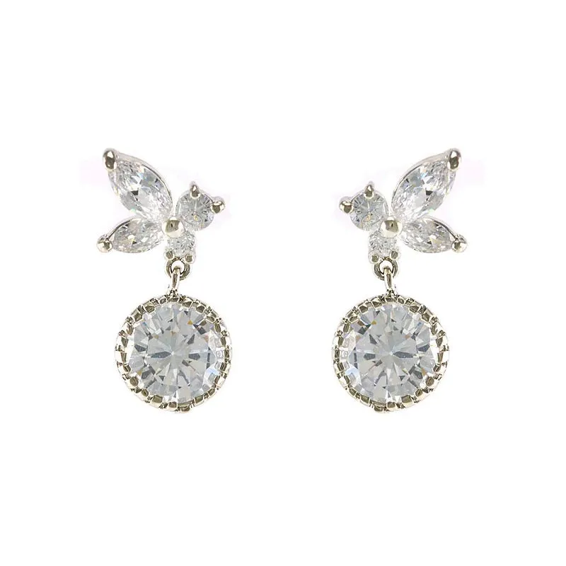 SILVER EARRINGS CLEAR CZ CUBIC ZIRCONIA STONES ( 1283 S ) sold by Oh My Jewelry