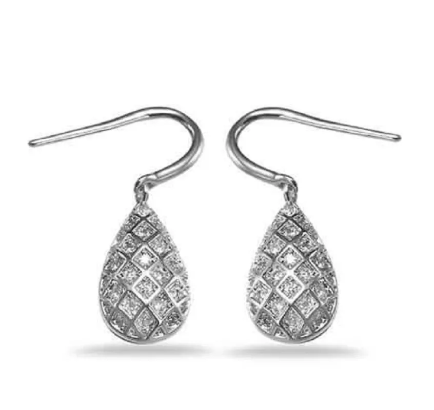 SILVER EARRINGS CLEAR CUBIC ZIRCONIA CZ STONES ( 817 E ) sold by Oh My Jewelry