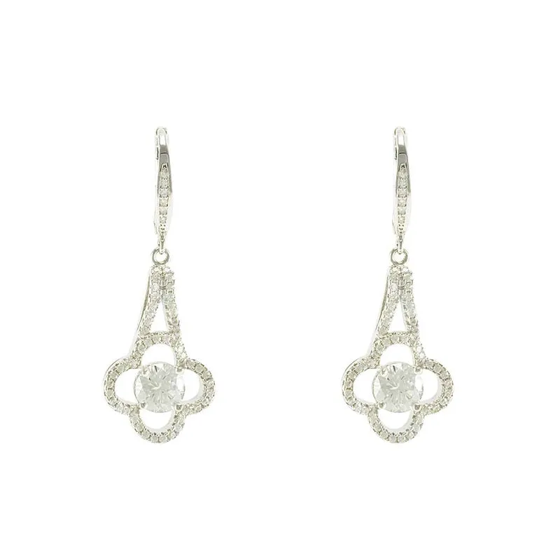 SILVER EARRINGS CLEAR CZ CUBIC ZIRCONIA STONES ( 1364 S ) sold by Oh My Jewelry