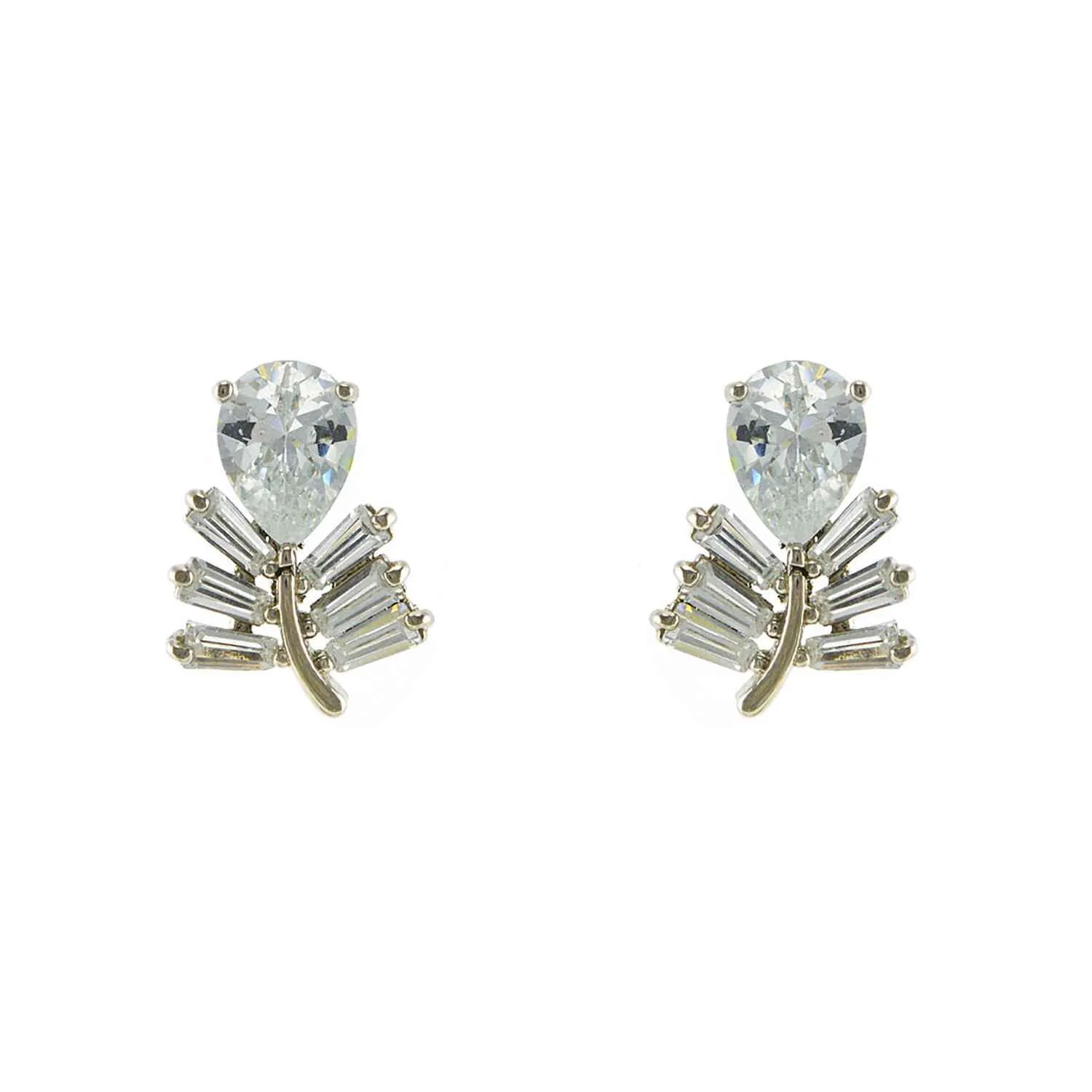 SILVER EARRINGS CLEAR CZ CUBIC ZIRCONIA STONES ( 1298 S ) sold by Oh My Jewelry