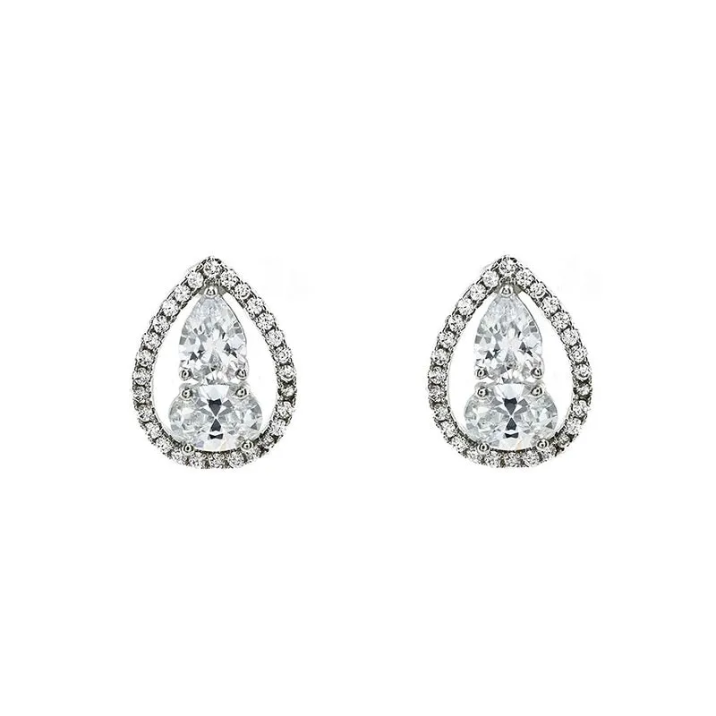 SILVER EARRINGS CLEAR CZ CUBIC ZIRCONIA STONES ( 1380 S ) sold by Oh My Jewelry