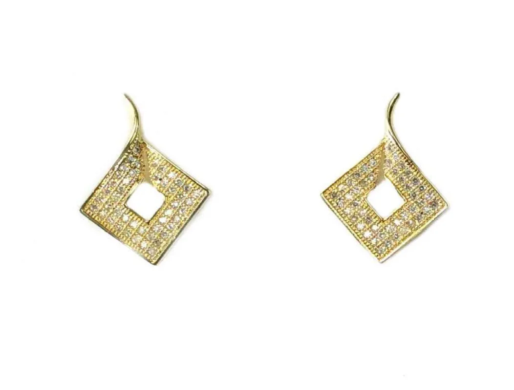 GOLD EARRINGS CLEAR CZ CUBIC ZIRCONIA STONES ( 1453 GD ) sold by Oh My Jewelry