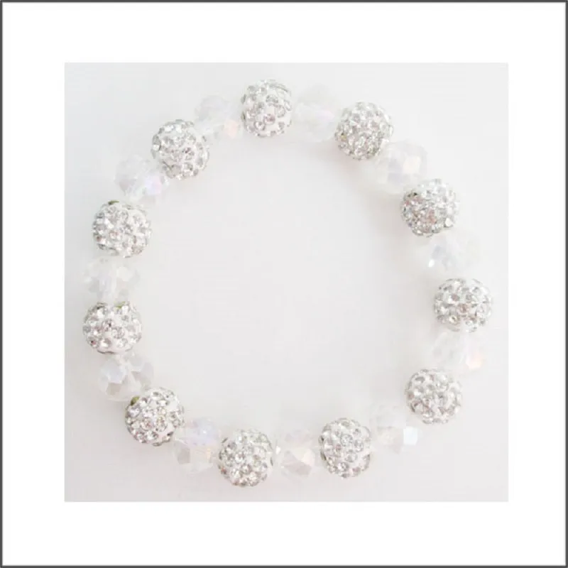 10MM RHINESTONE CLEAR SILVER CRYSTAL BEADED STRETCH BRACELET ( 03 01 ) sold by Oh My Jewelry