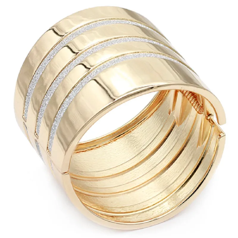 GOLD METAL BANGLE CLEAR STONES ( 5212 GD ) sold by Oh My Jewelry