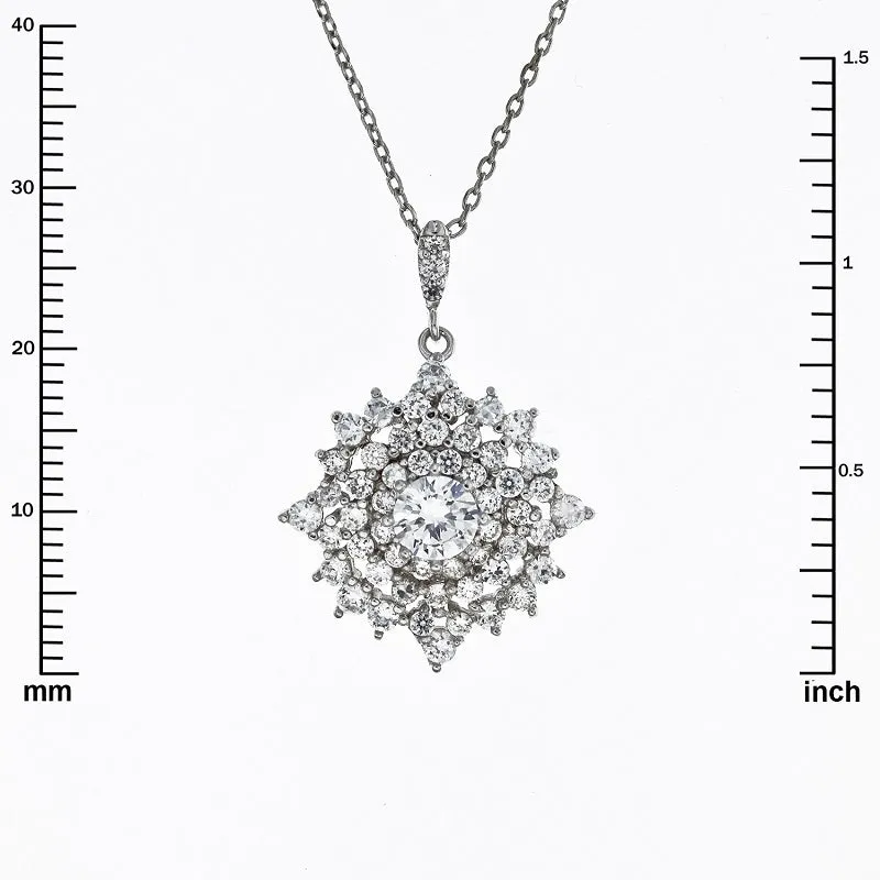 SILVER NECKLACE CLEAR CZ CUBIC ZIRCONIA STONE PENDANT ( 1664 RH ) sold by Oh My Jewelry