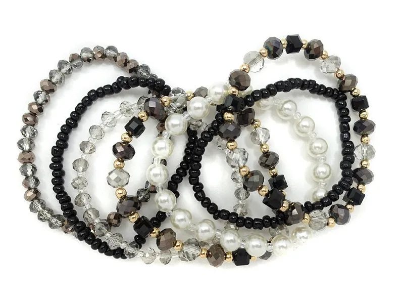 Black Multi Color STRETCH BRACELETS ( 5510 BKMU ) sold by Oh My Jewelry