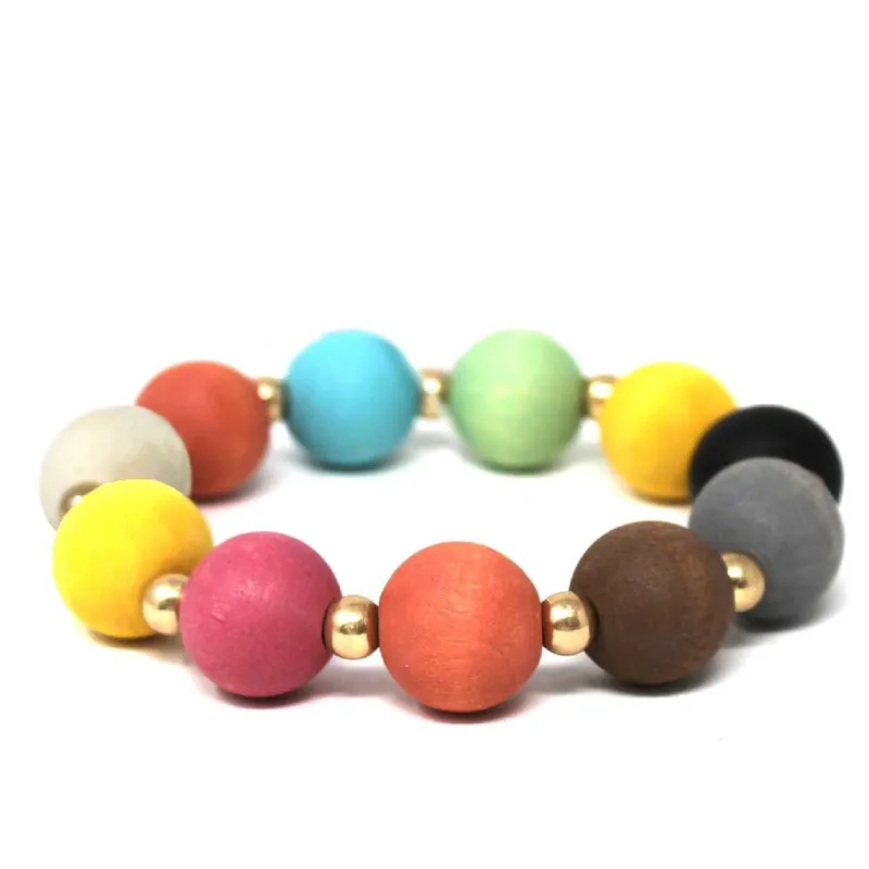Worn Gold Multi Color Stretch Bracelet ( 2278 WGMT ) sold by Oh My Jewelry