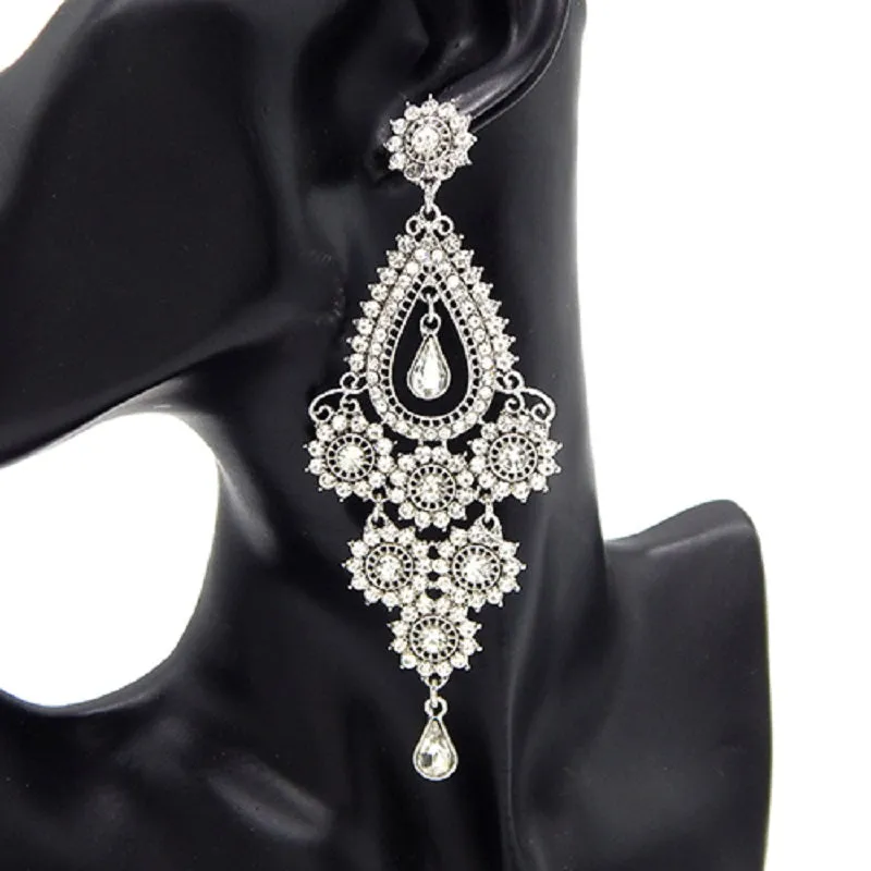 Silver Earrings Clear Stones ( 3225 RDCLR ) sold by Oh My Jewelry