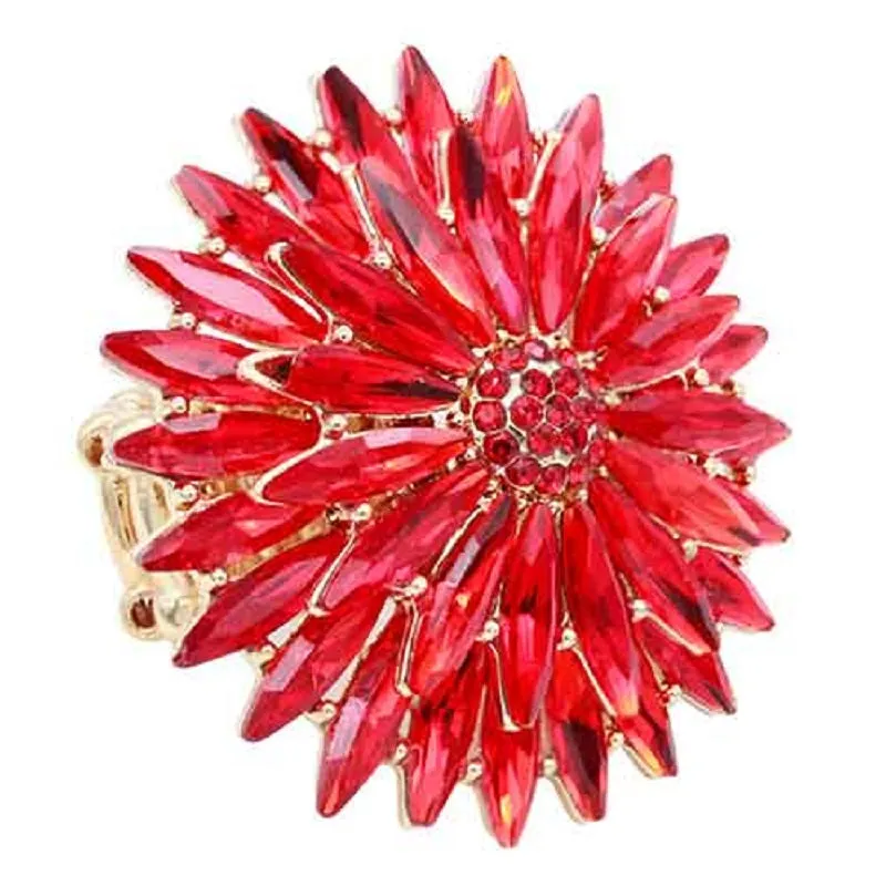 Gold Stretch Ring Red Stones ( 2416 GDRD ) sold by Oh My Jewelry