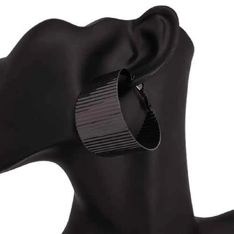 Black Metal Hoop Earrings ( 4242 BK ) sold by Oh My Jewelry