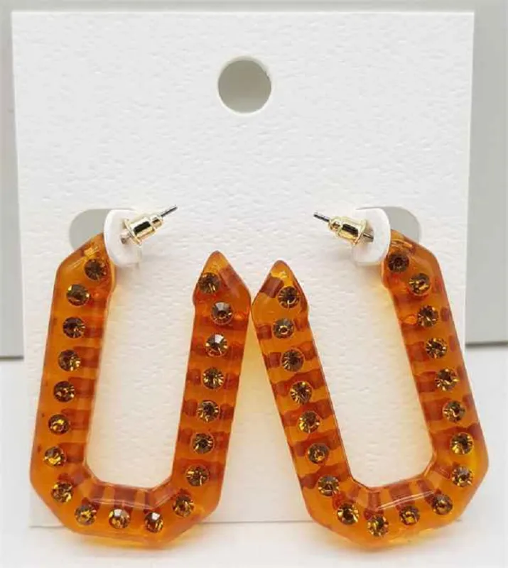 Orange Acrylic Earrings ( 40225 GDORG ) sold by Oh My Jewelry