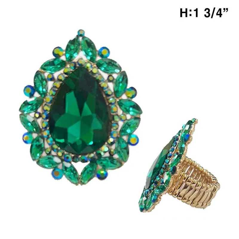 GOLD STRETCH RING Green STONES ( 11613 GGR ) sold by Oh My Jewelry