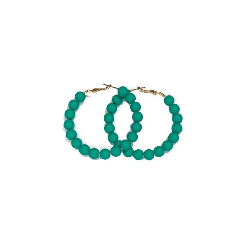 Green HOOP EARRINGS ( 2371 GN ) made by Oh My Jewelry