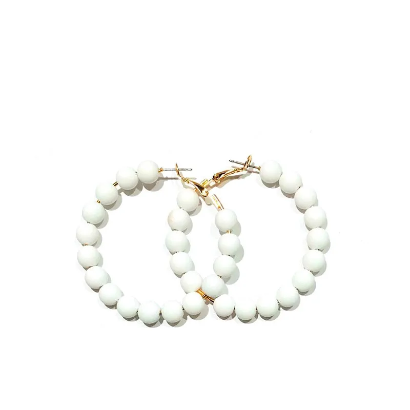White HOOP EARRINGS ( 2371 WHT ) sold by Oh My Jewelry