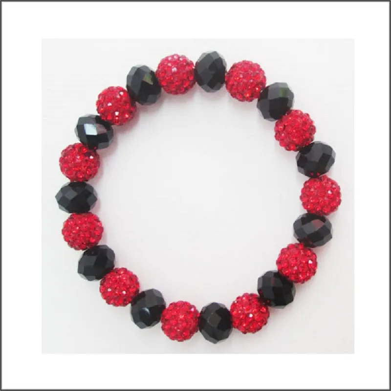 10MM RHINESTONE BLACK RED CRYSTAL BEADED STRETCH BRACELET ( 03 BRD ) sold by Oh My Jewelry