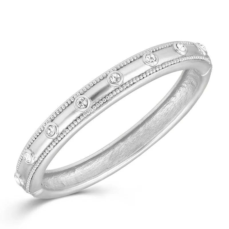 MATTE SILVER BANGLE CLEAR STONES ( 1374 MRH ) sold by Oh My Jewelry