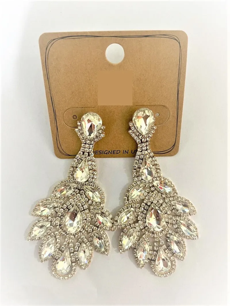 Gold Earrings Clear Stones ( 2053 GPCL ) sold by Oh My Jewelry