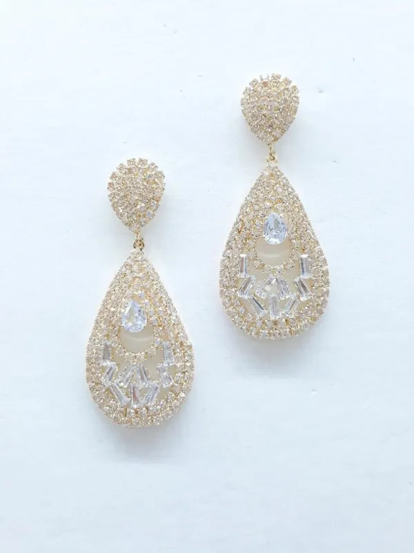 Gold Earrings Clear Stones ( 0056 GPCL ) sold by Oh My Jewelry