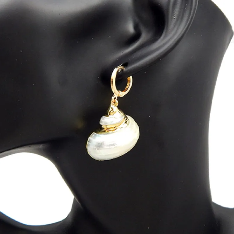 Gold Seashell Earrings ( 3152 GDCRM ) made by Oh My Jewelry