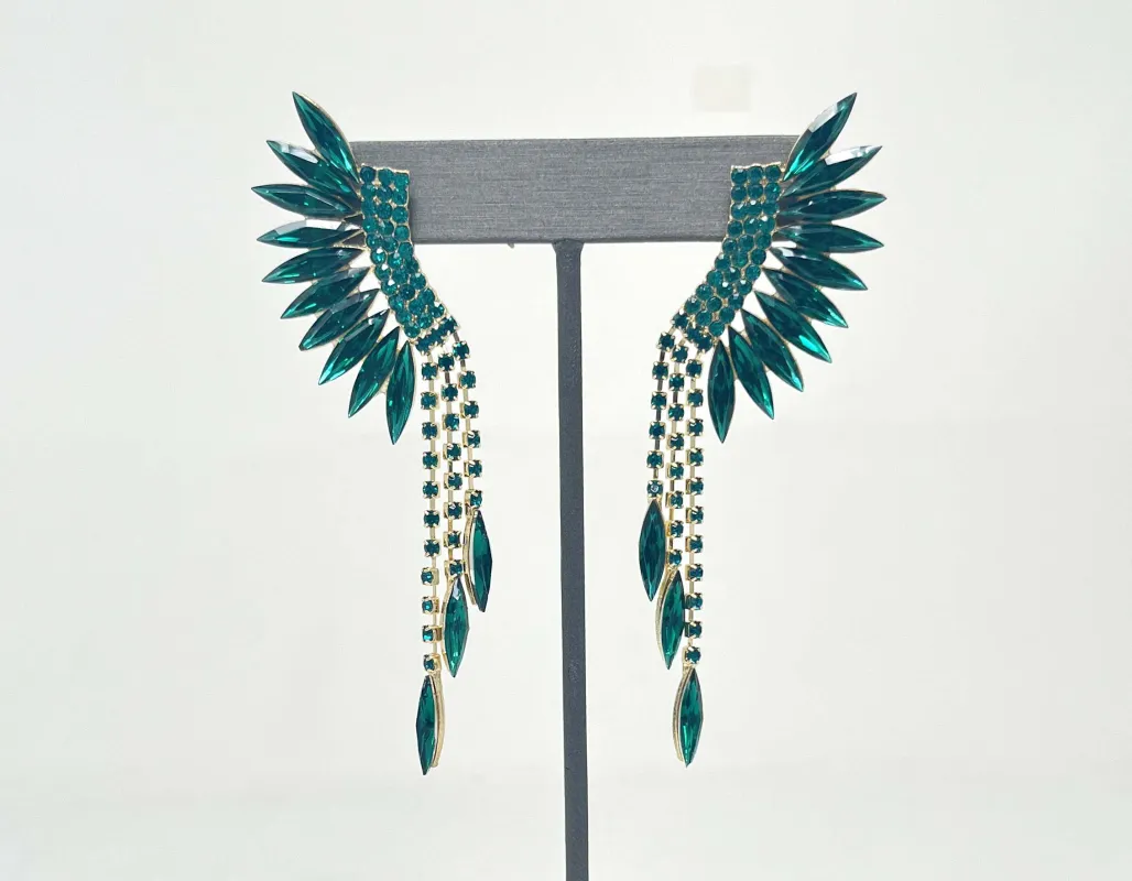 Gold Earrings Emerald Green Stones ( 0002 GEME ) sold by Oh My Jewelry