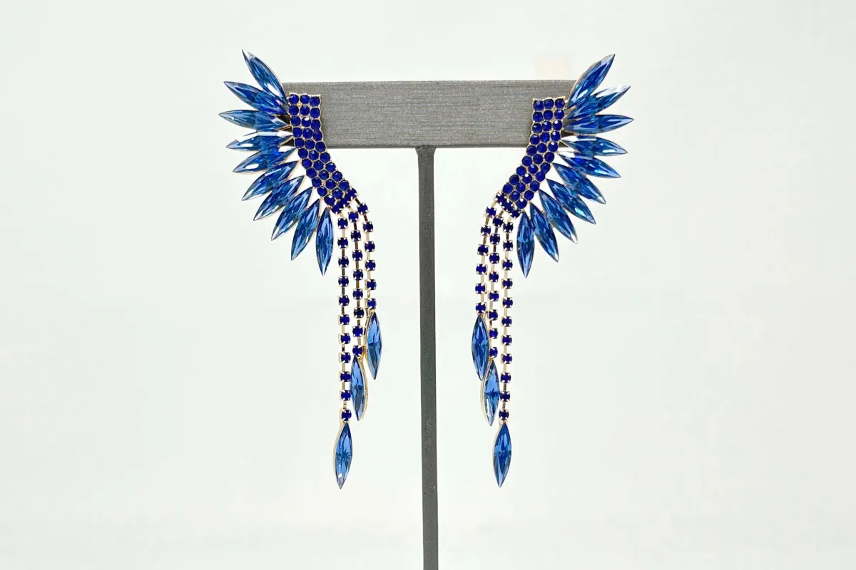 Gold Earrings Blue Stones ( 0002 GBLU ) sold by Oh My Jewelry