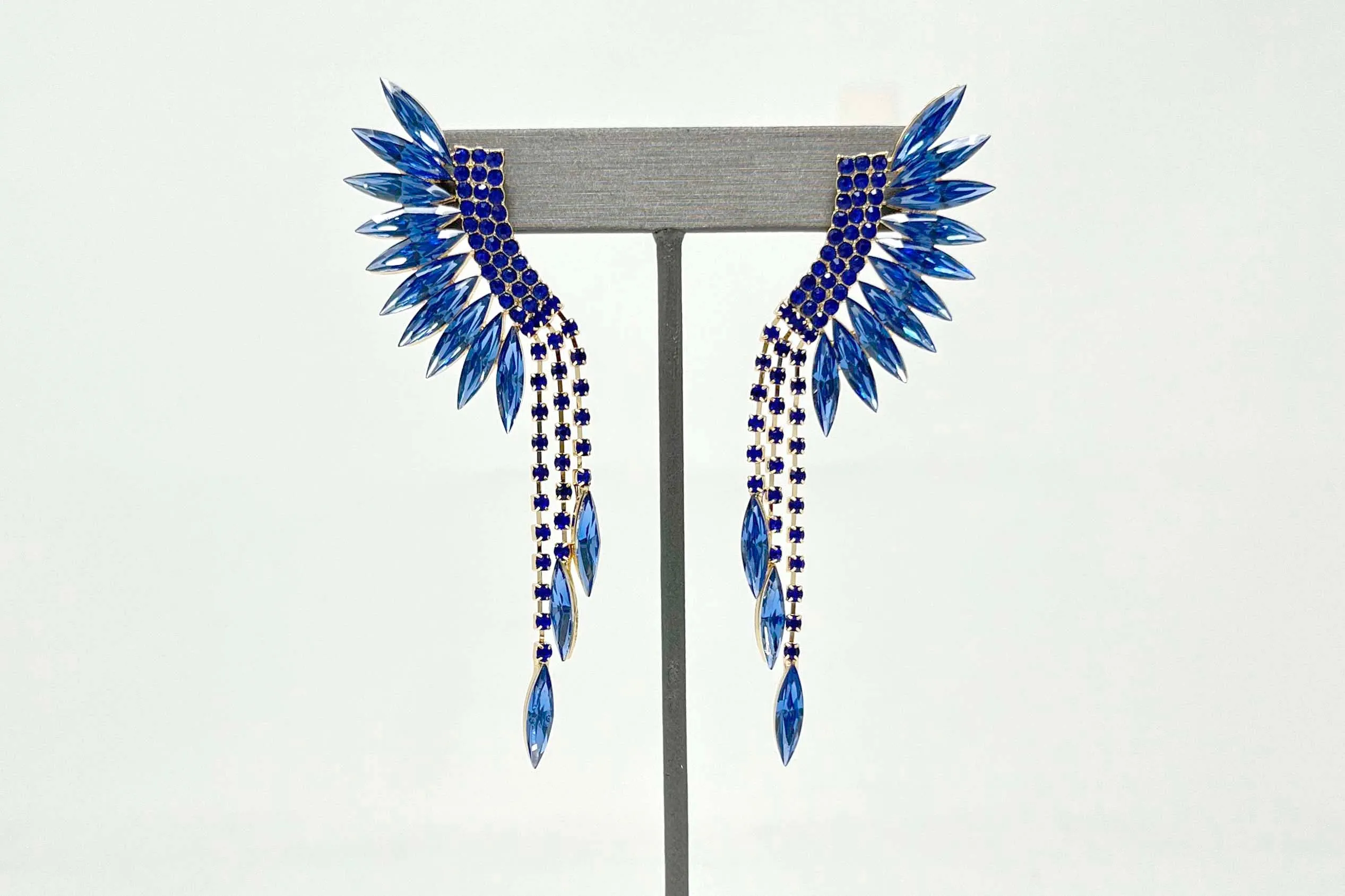 Gold Earrings Blue Stones ( 0002 GBLU ) sold by Oh My Jewelry